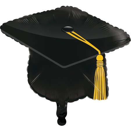 CREATIVE CONVERTING Black Graduation Cap Mylar Balloon, 16"x22.5", 10PK 328317